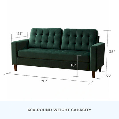 Canapé Brookside Brynn 76 po. avec accoudoirs carrés en similicuir/velours/tissu