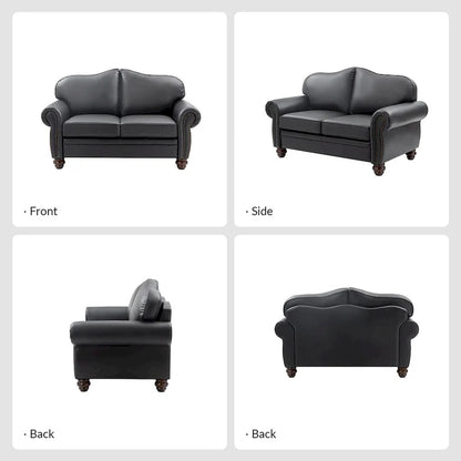 Canapé Angel Transitional en Cuir Véritable avec Dossier Capitonnée par HULALA HOME