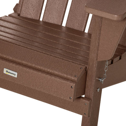 Chaise Outsunny Adirondack Pliante, Chaises de Plage Longues en Plastique HDPE Tout Temps pour Patio, Terrasse et Mobilier de Jardin