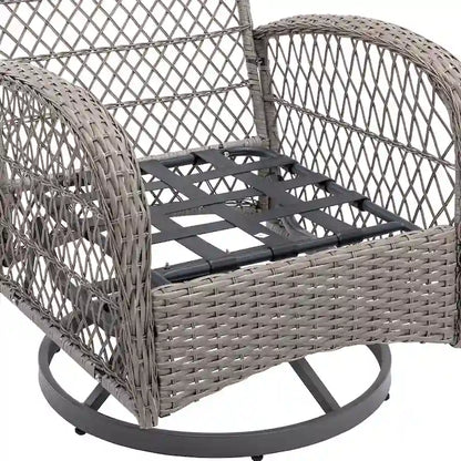 Ensemble de 3 chaises de jardin pivotantes et basculantes d'extérieur, ensemble de conversation de terrasse à 360 degrés