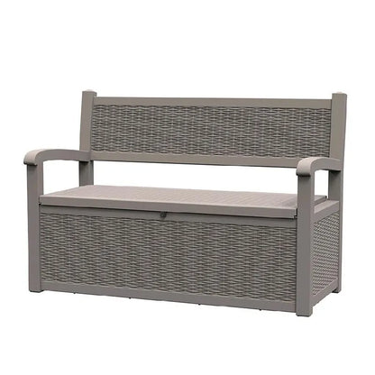 Banc de rangement en résine tout temps avec compartiment caché verrouillable - Aspect rotin, capacité de 227 kg, rangement de 265 litres