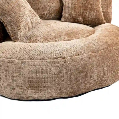 Canapé paresseux à dossier haut en chenille avec 3 oreillers et pouf géant