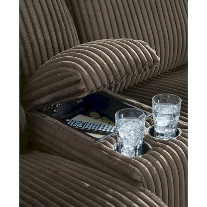 Signature Design by Ashley Canapé d'angle inclinable 6 places avec chaise longue Top Tier marron - 147 L x 134 P x 41 H