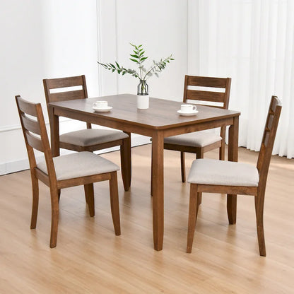 Lot de 4 chaises de salle à manger en bois à dossier à lattes