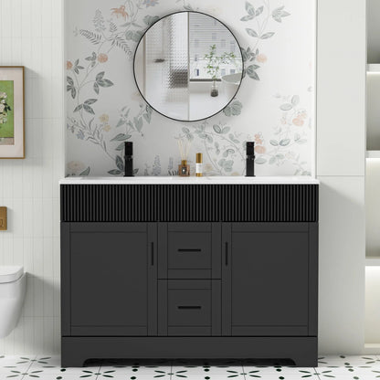 Meuble-lavabo de salle de bain Wavy Line 30/36/48 avec évier et robinet