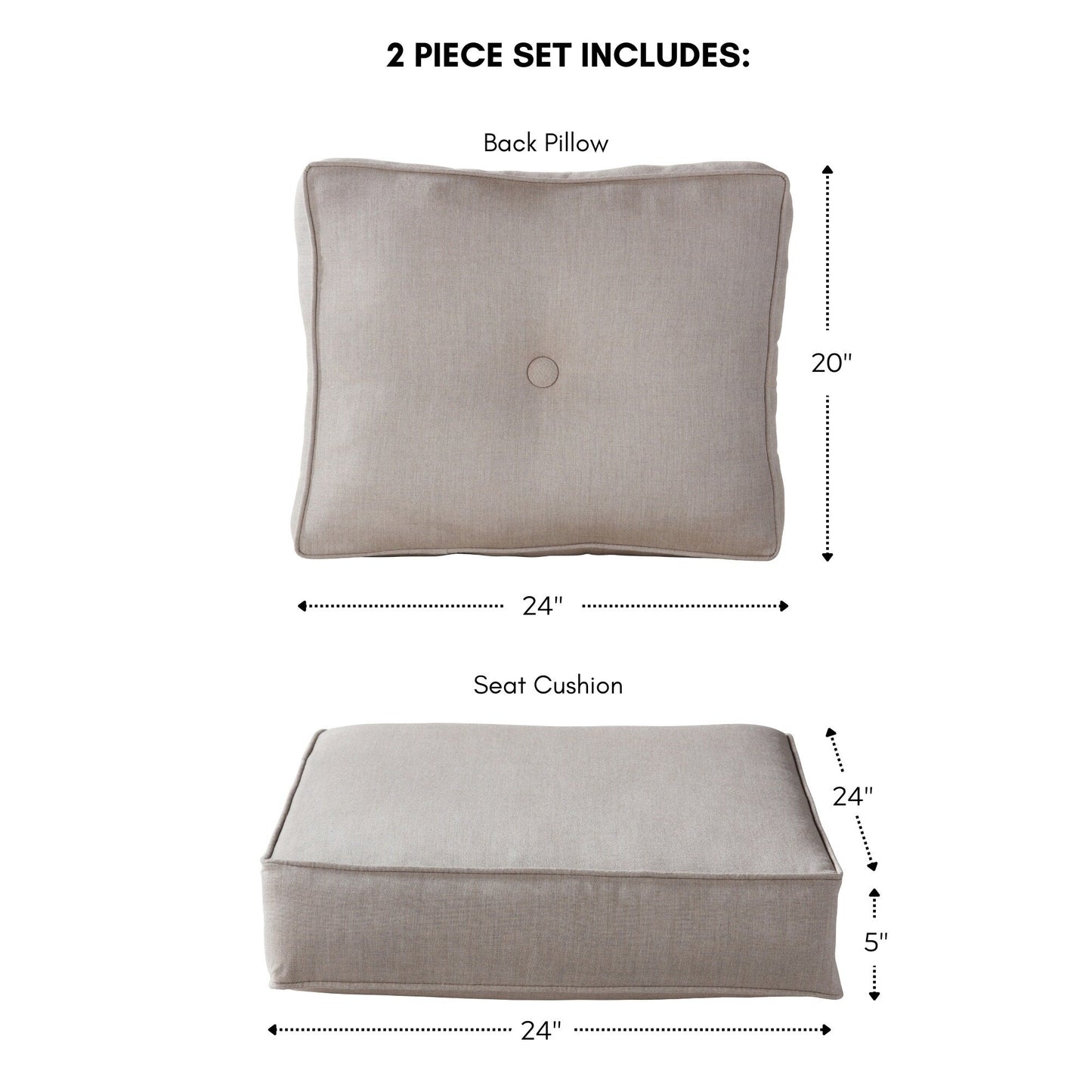 Ensemble de deux coussins d'extérieur haut de gamme Sunbrella pour assise profonde