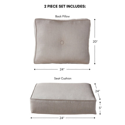 Ensemble de deux coussins d'extérieur haut de gamme Sunbrella pour assise profonde