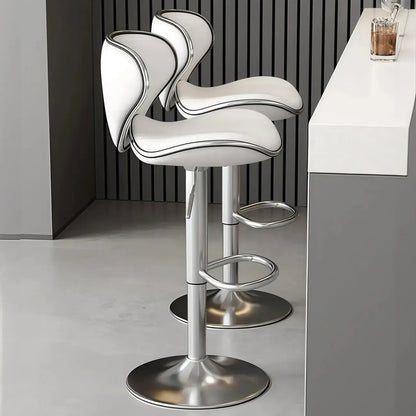Tabouret de bar réglable pivotant à coussin en cuir