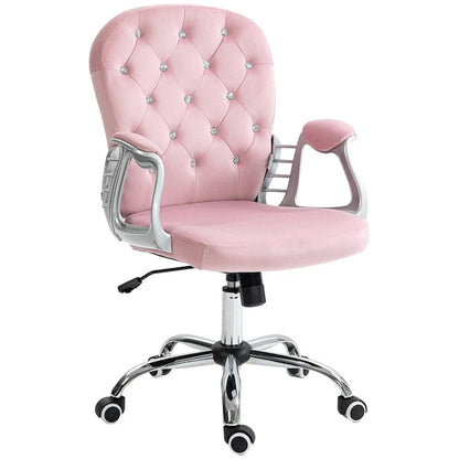 Fauteuil de bureau à hauteur réglable en velours avec accoudoirs rembourrés et roulettes - S.O.