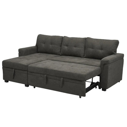 Canapé d'angle réversible convertible avec lit gigogne, méridienne de rangement et pieds durables