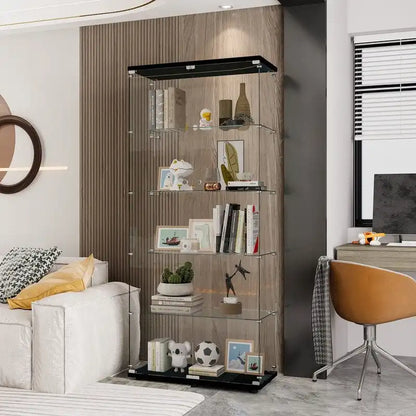 Vitrine en verre à double porte avec 5 étagères