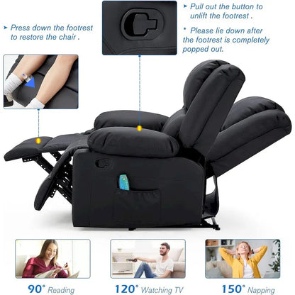 Causeuse inclinable 2 places AECOJOY avec fonction de chaleur et de massage