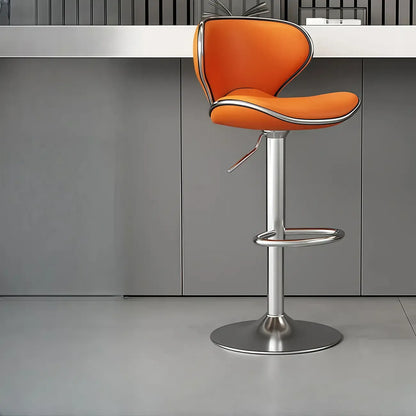 Tabouret de bar réglable pivotant à coussin en cuir
