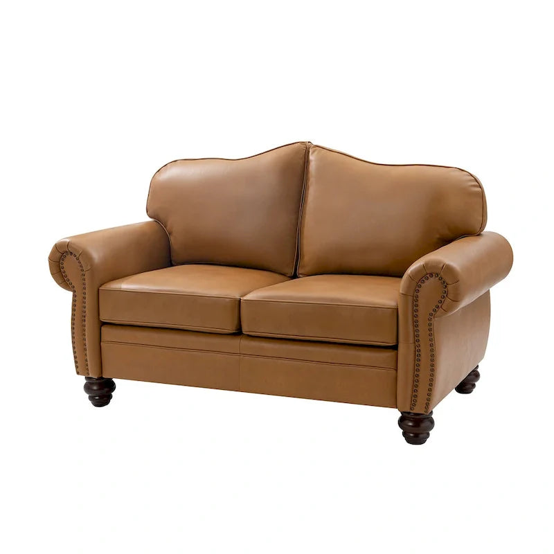 Canapé Angel Transitional en Cuir Véritable avec Dossier Capitonnée par HULALA HOME