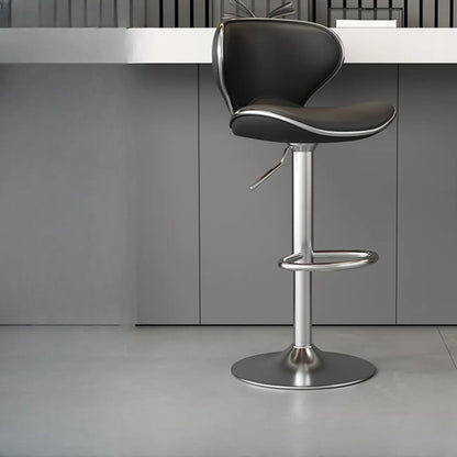 Tabouret de bar réglable pivotant à coussin en cuir