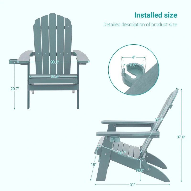 Bonosuki Lot de 2 chaises pliantes Adirondack pour patio et brasero