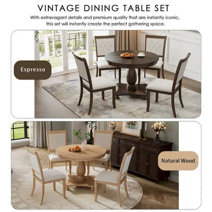 Ensembles de salle à manger 5 pièces Lak Retro avec chaises rembourrées par GDFStudio