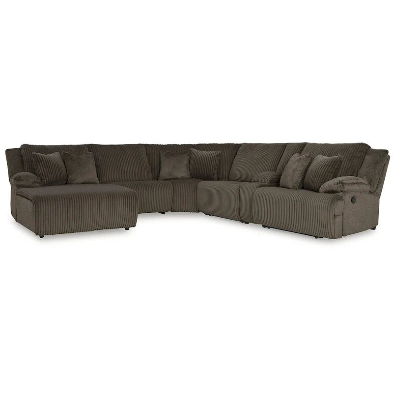 Signature Design by Ashley Canapé d'angle inclinable 6 places avec chaise longue Top Tier marron - 147 L x 134 P x 41 H