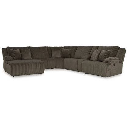 Signature Design by Ashley Canapé d'angle inclinable 6 places avec chaise longue Top Tier marron - 147 L x 134 P x 41 H