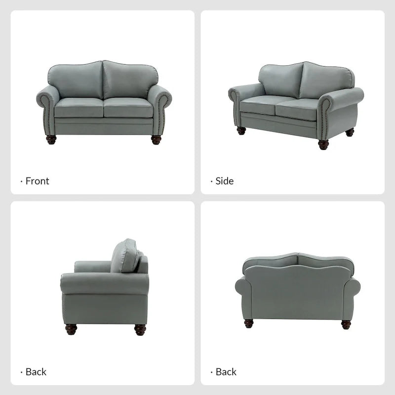 Canapé Angel Transitional en Cuir Véritable avec Dossier Capitonnée par HULALA HOME