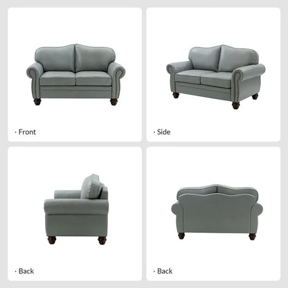 Canapé Angel Transitional en Cuir Véritable avec Dossier Capitonnée par HULALA HOME