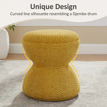 VANOMi Ottoman rembourré Boucle Djembe avec base pivotante, pouf, tabouret de coiffeuse pivotant pour salon, dressing (lot de 2)