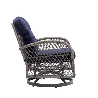 Ensemble de 3 chaises de jardin pivotantes et basculantes d'extérieur, ensemble de conversation de terrasse à 360 degrés