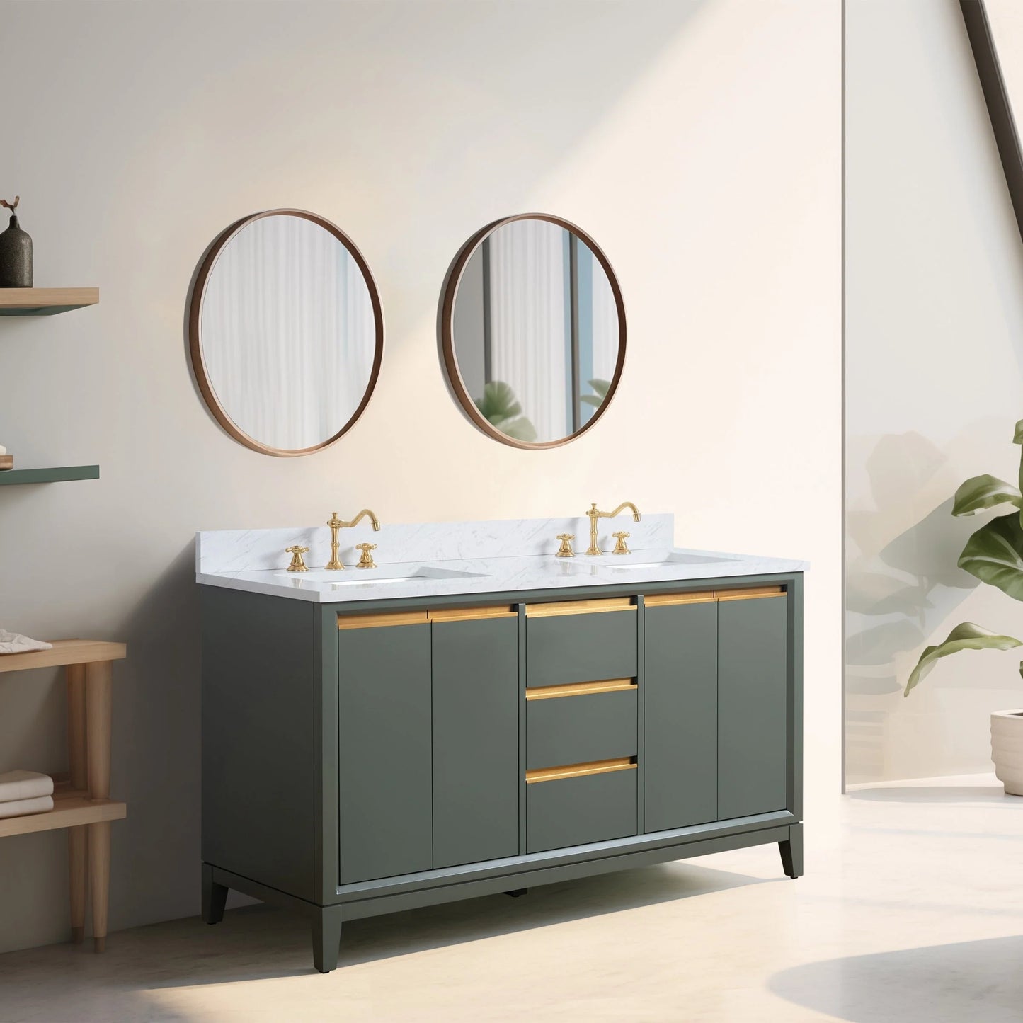 Meuble-lavabo Vanity Art avec évier en céramique et dessus en marbre reconstitué