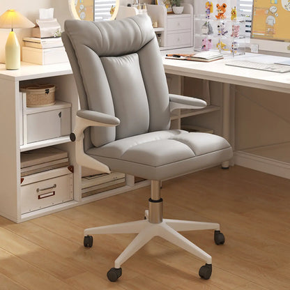 Chaise de bureau pivotante réglable en tissu blanc moderne
