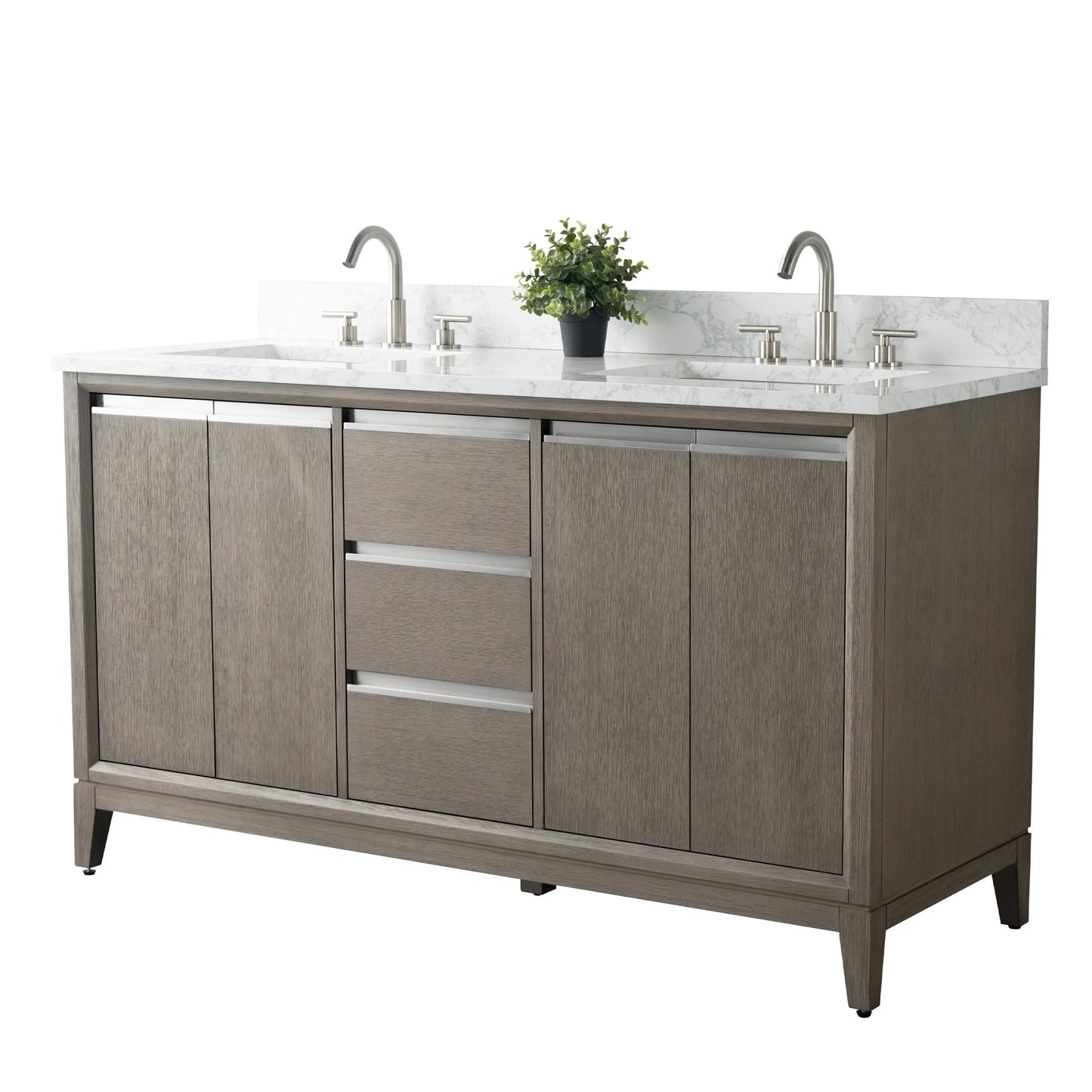 Meuble-lavabo Vanity Art avec évier en céramique et dessus en marbre reconstitué