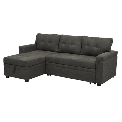 Canapé d'angle réversible convertible avec lit gigogne, méridienne de rangement et pieds durables