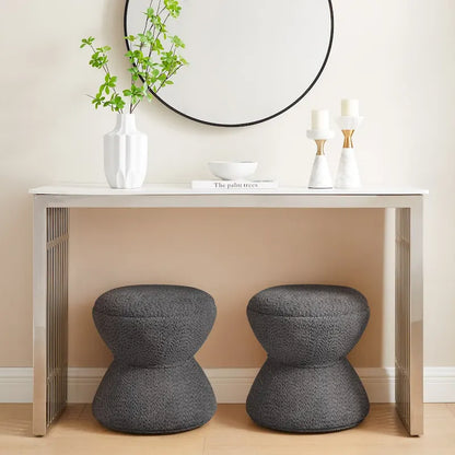 VANOMi Ottoman rembourré Boucle Djembe avec base pivotante, pouf, tabouret de coiffeuse pivotant pour salon, dressing (lot de 2)