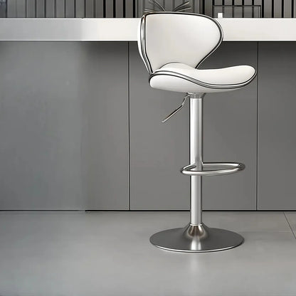 Tabouret de bar réglable pivotant à coussin en cuir