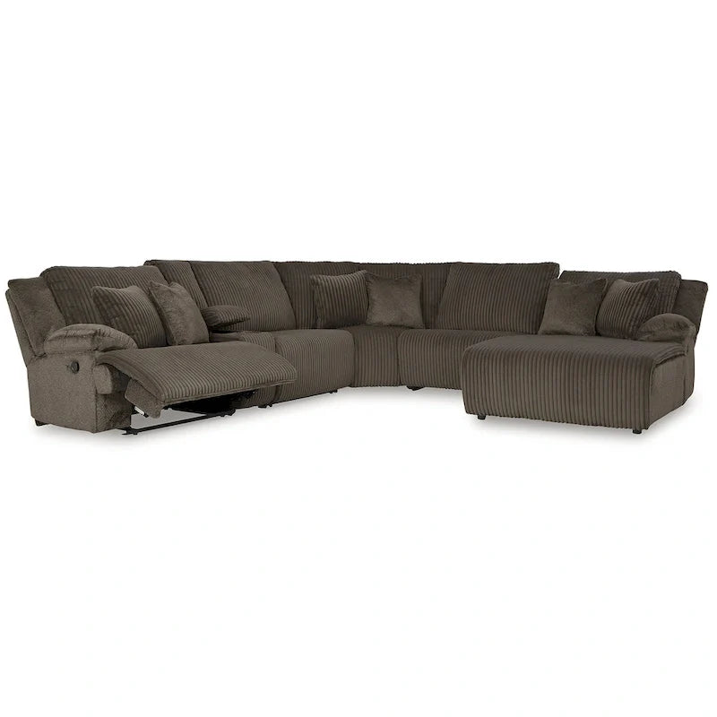 Signature Design by Ashley Canapé d'angle inclinable 6 places avec chaise longue Top Tier marron - 147 L x 134 P x 41 H