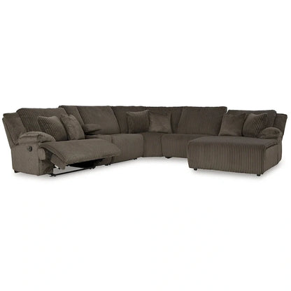 Signature Design by Ashley Canapé d'angle inclinable 6 places avec chaise longue Top Tier marron - 147 L x 134 P x 41 H