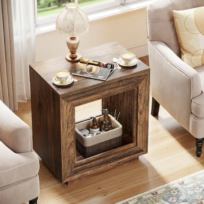 Table d'appoint en bois avec rangement, tables de chevet en noyer pour salon, chambre à coucher