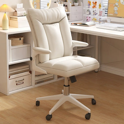 Chaise de bureau pivotante réglable en tissu blanc moderne