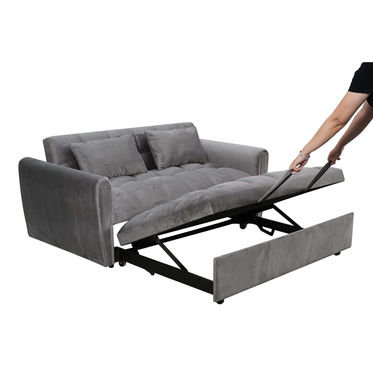 64,96 Canapé-lit convertible 3-en-1 en velours avec dossier réglable, poche de rangement et capacité de poids de 227 kg