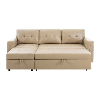 Canapé d'angle réversible convertible avec lit gigogne, méridienne de rangement et pieds durables