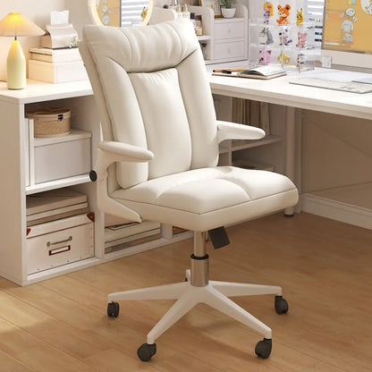 Chaise de bureau pivotante réglable en tissu blanc moderne