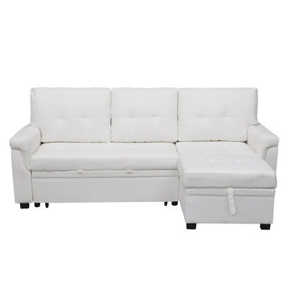 Canapé d'angle réversible convertible avec lit gigogne, méridienne de rangement et pieds durables