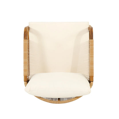 Ensemble de fauteuils de club en bois d'acacia et osier Jabe Outdoor de Christopher Knight Home