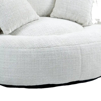 Canapé paresseux à dossier haut en chenille avec 3 oreillers et pouf géant