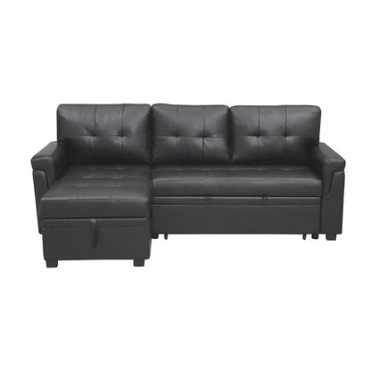 Canapé d'angle réversible convertible avec lit gigogne, méridienne de rangement et pieds durables