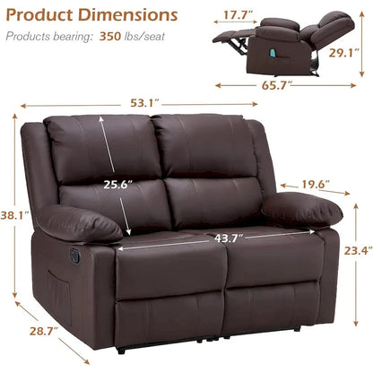 Causeuse inclinable 2 places AECOJOY avec fonction de chaleur et de massage