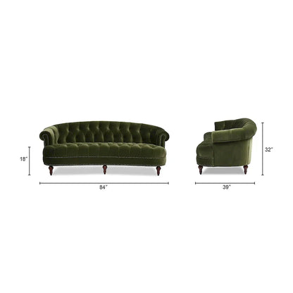 Canapé capitonné chesterfield La Rosa 84 en velours, style moderne du milieu du siècle