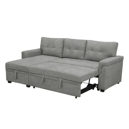 Canapé d'angle réversible convertible avec lit gigogne, méridienne de rangement et pieds durables