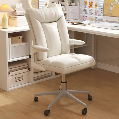 Chaise de bureau pivotante réglable en tissu blanc moderne
