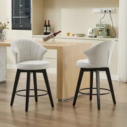 Lot de 2 tabourets de bar pivotants, chaises de salle à manger rembourrées avec large dossier, chaises de hauteur comptoir avec pieds en métal