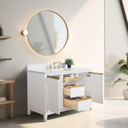 Meuble-lavabo Vanity Art avec évier en céramique et dessus en marbre reconstitué